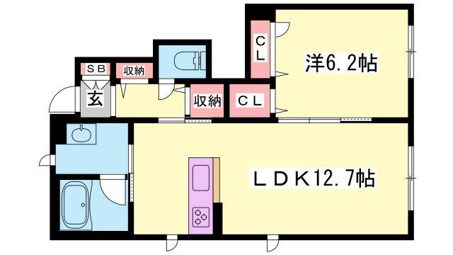 ANGE MAISON下戸田(1LDK/1階)の間取り写真