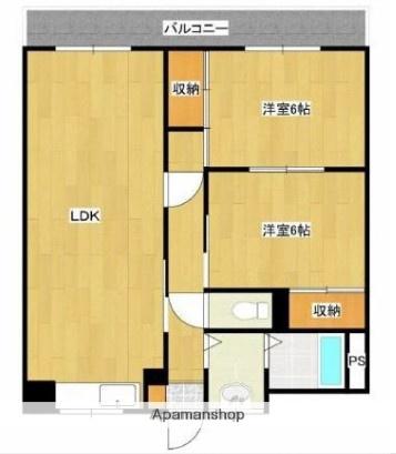 日栄コーポ(2LDK/4階)の間取り写真