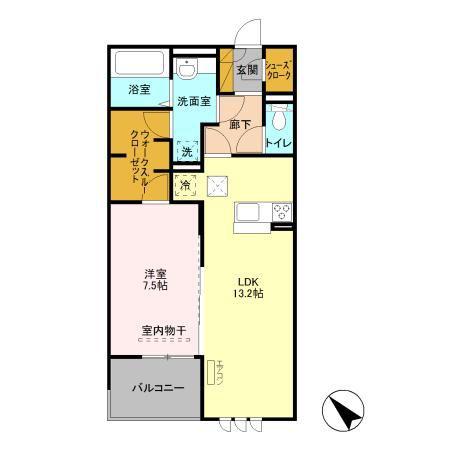 リシェス II(1LDK/1階)の間取り写真