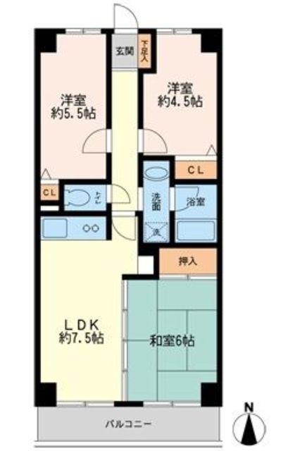 ミアカーサ希望が丘(3LDK/1階)の間取り写真