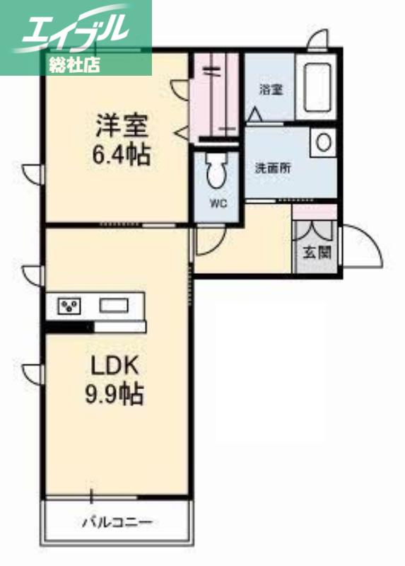 ファイン シンフォニー A棟(1LDK/2階)の間取り写真