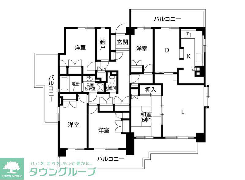 フラット三ツ沢公園(3LDK/6階)の間取り写真