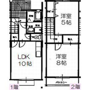 アヴァンセB(2LDK/2階)の間取り写真
