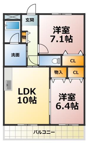 リベルテ杉浦(2LDK/1階)の間取り写真