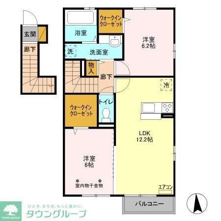 セントラル(2LDK/2階)の間取り写真