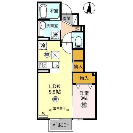 JR宇都宮線 宇都宮駅 バス乗車時間:20分 最寄りバス停で下車 徒歩5分 2階建 築10年(1LDK/1階)の間取り写真