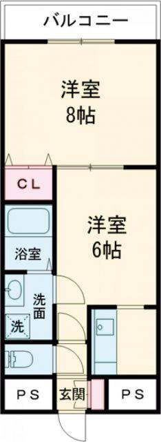 メゾンパティオリーブル美原(1LDK/2階)の間取り写真