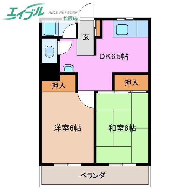伊藤ビル(2DK/2階)の間取り写真