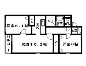 ハイツプロキオン(2LDK/2階)の間取り写真