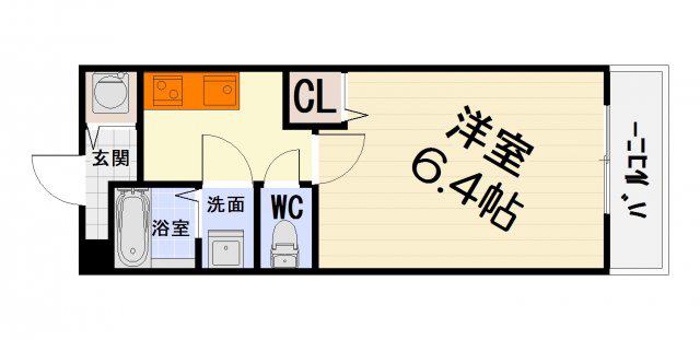 コンフォール旭(1K/2階)の間取り写真