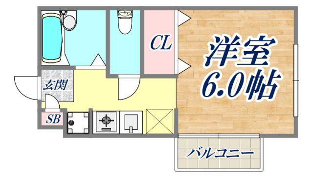 エトワール奈良崎(1K/2階)の間取り写真
