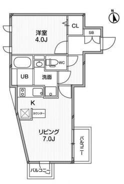 ルクレ東新宿(1LDK/3階)の間取り写真