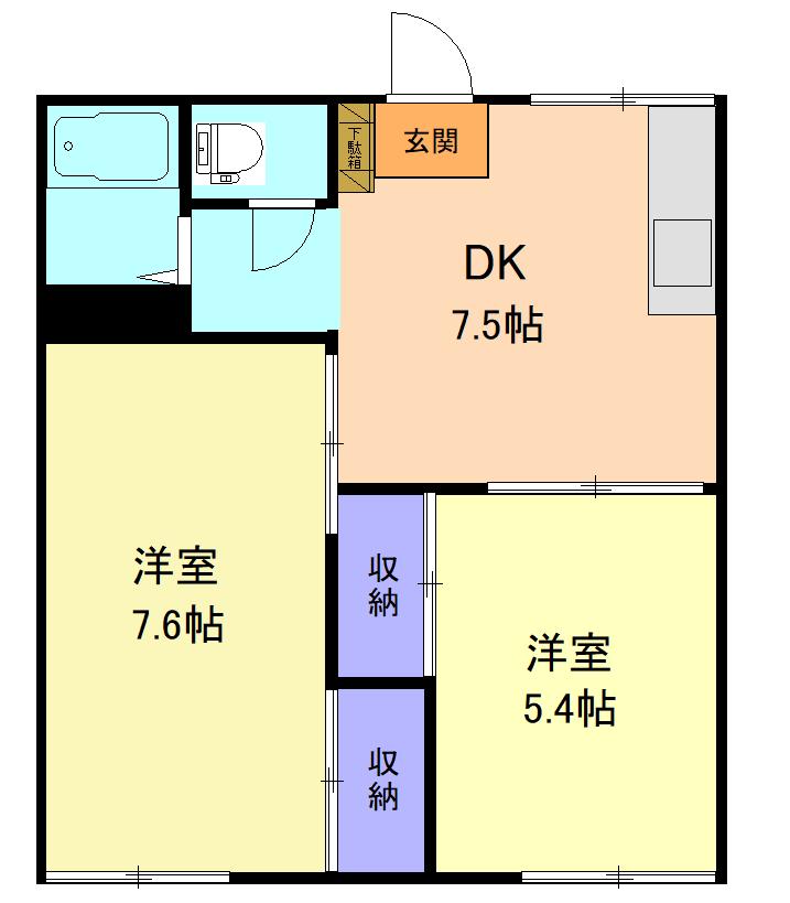 原山ハイツ(2DK/1階)の間取り写真