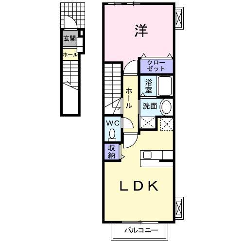 ソラティーオ(1LDK/2階)の間取り写真