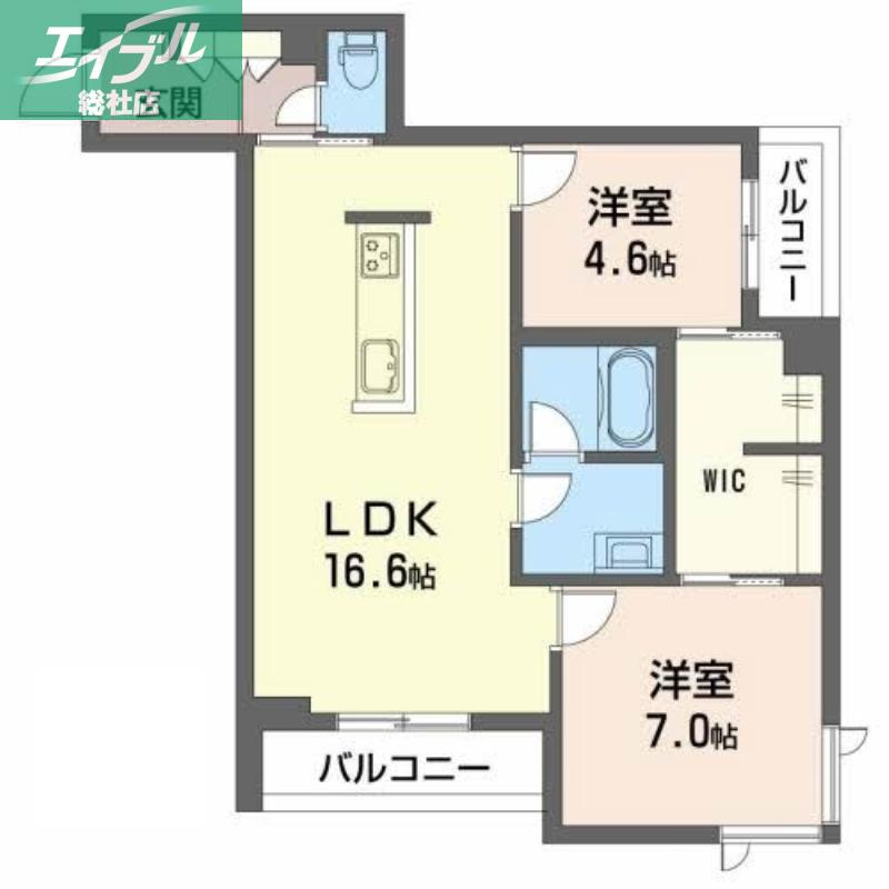 トリフォリア(2LDK/2階)の間取り写真