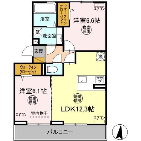 KOCHIA N・S N棟(2LDK/3階)の間取り写真