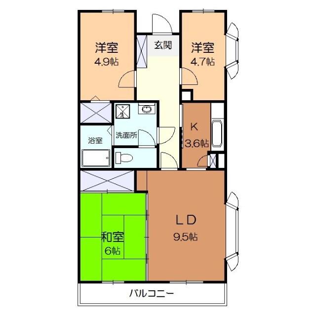 RIVER矢羽根(3LDK/2階)の間取り写真