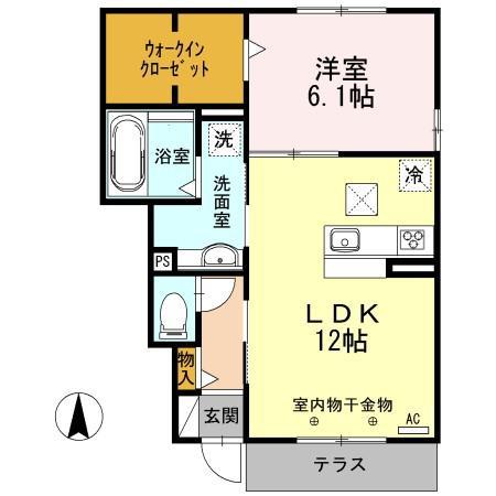 ハルミズホ(1LDK/1階)の間取り写真