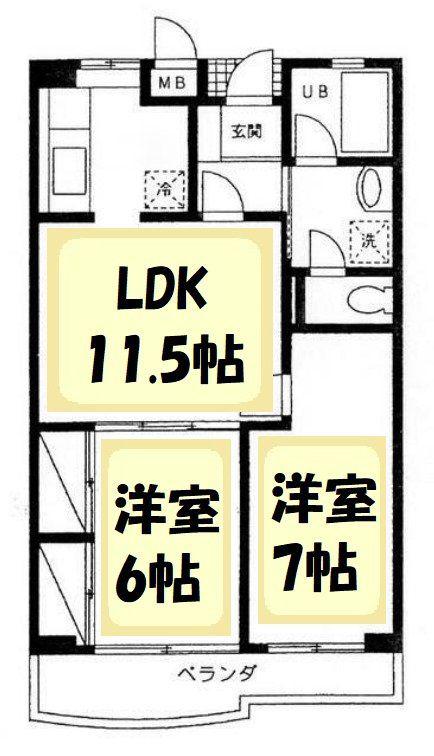 第32アオイビル(2LDK/2階)の間取り写真