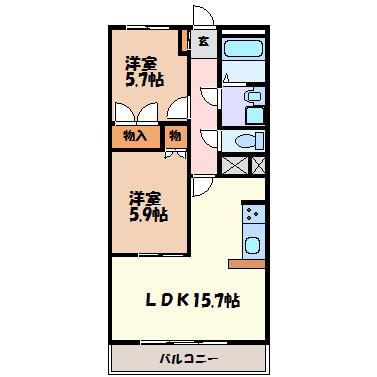 アニマーレ名城(2LDK/8階)の間取り写真