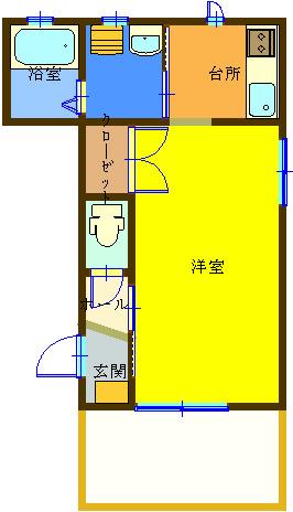 モンテリー(1K/1階)の間取り写真