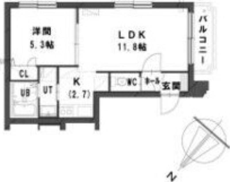 グランメール麻生(1LDK/3階)の間取り写真