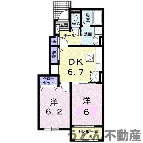 フィオーレ・G I(2DK/1階)の間取り写真