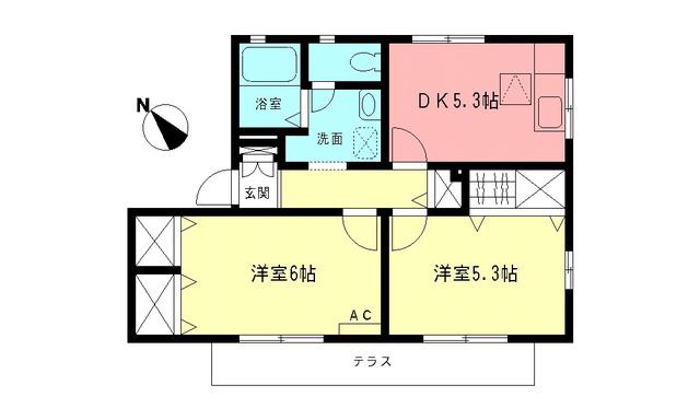 ファミールK(2DK/1階)の間取り写真