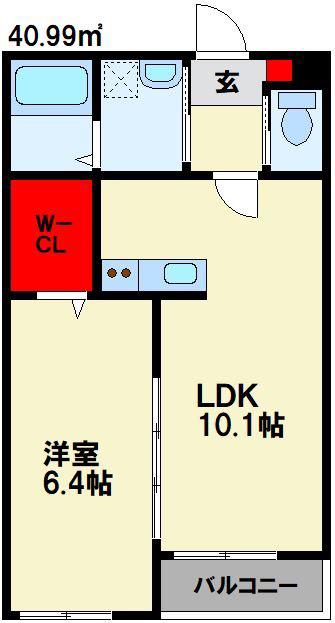 LILIA飯塚(1LDK/2階)の間取り写真