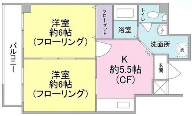 千代田マンション浜田山(2K/1階)の間取り写真