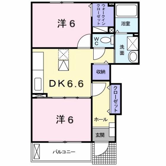 GREENVIEW清風台(2DK/1階)の間取り写真