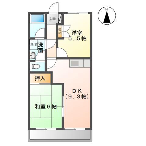 グランドパレス松井(2DK/1階)の間取り写真