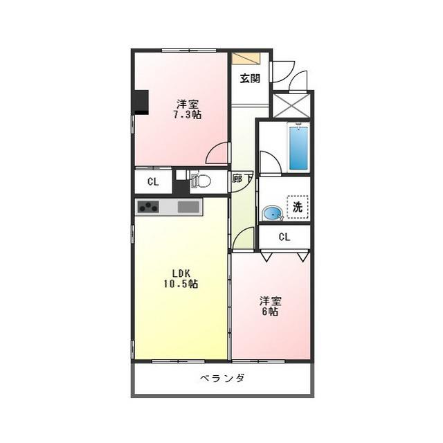 レジデンス・スギエ(2LDK/4階)の間取り写真