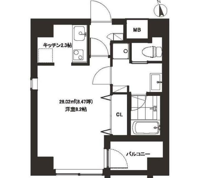ST恵比寿(1K/3階)の間取り写真