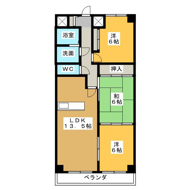アーバンコア九の城(3LDK/3階)の間取り写真