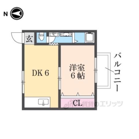 北斗星7(1DK/2階)の間取り写真