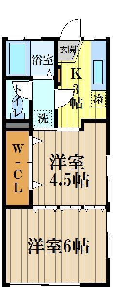 共永コーポB(2K/1階)の間取り写真