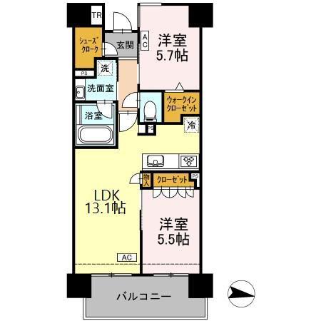 プレミスト鍛冶町502(2LDK/5階)の間取り写真