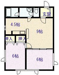 アヴォンリーA・B(2LDK/2階)の間取り写真