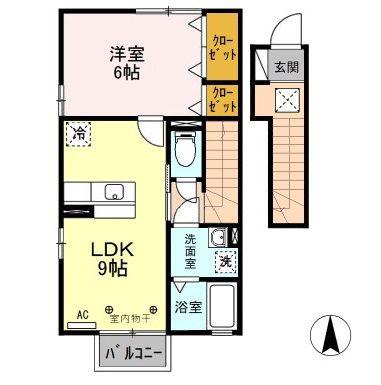 ダズリングサニー(1LDK/2階)の間取り写真