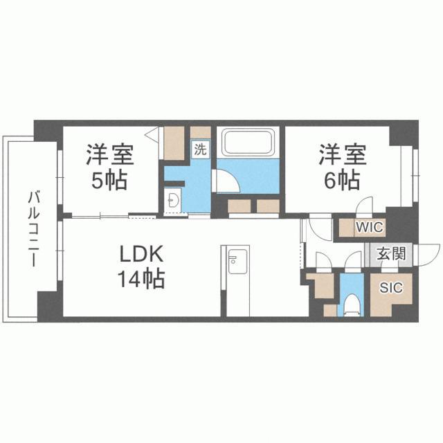 五十川2丁目ビル(2LDK/1階)の間取り写真