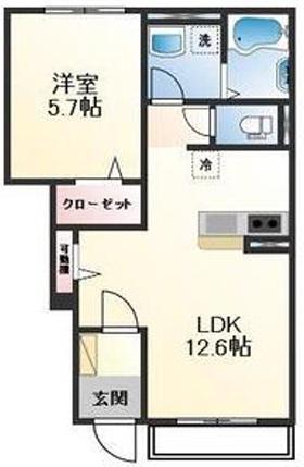 ハイムメゾン白鳥台(1LDK/1階)の間取り写真