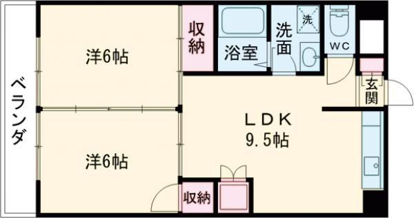 エクシード久万ノ台(2LDK/5階)の間取り写真