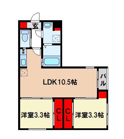 TIDY田代(2LDK/1階)の間取り写真