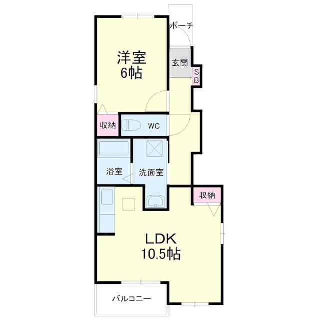 笠麓館北(1LDK/1階)の間取り写真