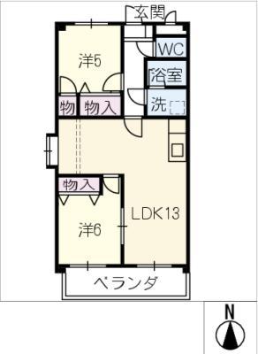 エクセリー稲垣(2LDK/1階)の間取り写真
