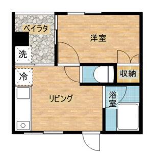 KTIビル(1DK/3階)の間取り写真