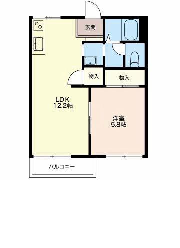 メゾン奥村(2DK/1階)の間取り写真