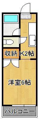ファーボ藤原(1K/2階)の間取り写真