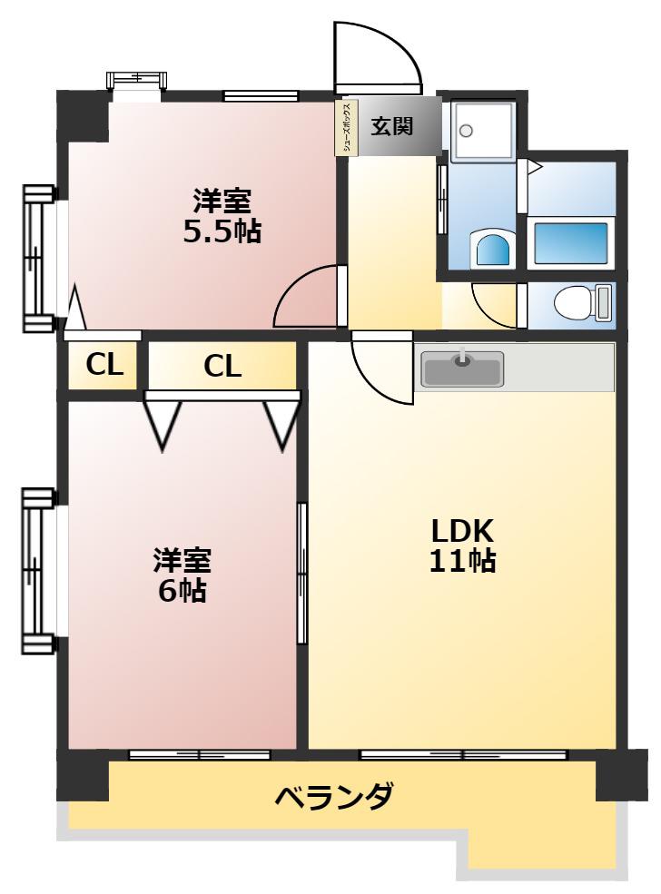アイランドヒルズ(2LDK/5階)の間取り写真